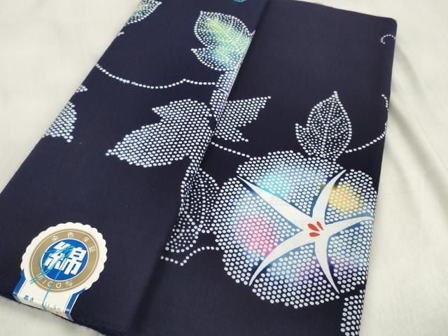 平和屋着物＊夏物 浴衣 反物 着尺 朝顔 アサガオ 綿 逸品 未使用 DABA7483zzz