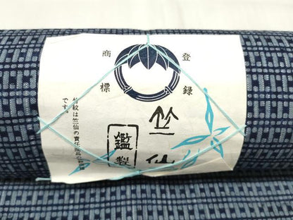 平和屋着物＊夏物 竺仙 浴衣 反物 着尺 両面染 変わり格子 証紙付き 綿 逸品 未使用 DABA7471zzz