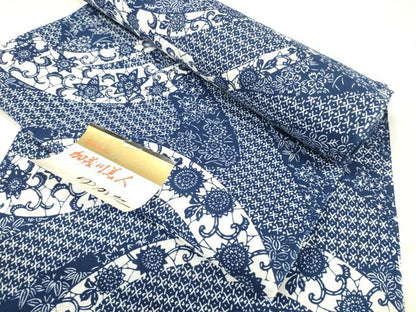 平和屋着物＊夏物 浴衣 反物 着尺 花唐草文 綿 逸品 未使用 DABA7474zzz