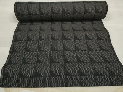 平和屋着物＊夏物 お召 反物 着尺 変わり格子 黒地 逸品 未使用 DABA7532zzz