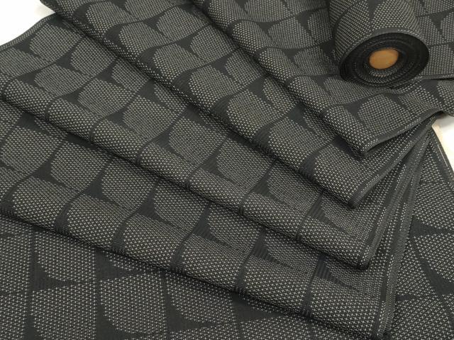 平和屋着物＊夏物 お召 反物 着尺 変わり格子 黒地 逸品 未使用 DABA7532zzz