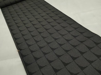 平和屋着物＊夏物 お召 反物 着尺 変わり格子 黒地 逸品 未使用 DABA7532zzz