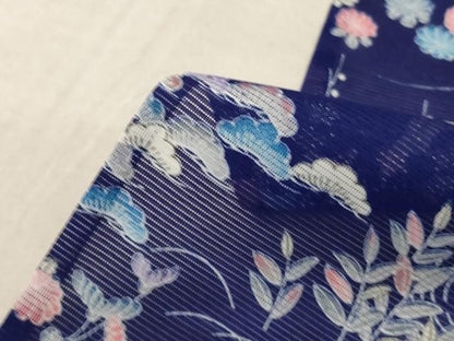 平和屋着物＊夏物 小紋 絽 風景草花文 洗える着物 AABE7458jd