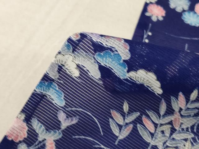 平和屋着物＊夏物 小紋 絽 風景草花文 洗える着物 AABE7458jd