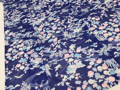 平和屋着物＊夏物 小紋 絽 風景草花文 洗える着物 AABE7458jd
