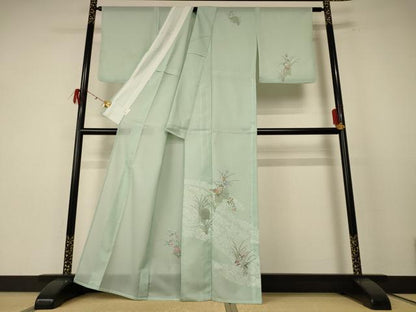 平和屋着物＊夏物　訪問着　絽　草花文　洗える着物　AABE7469jd