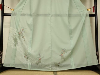 平和屋着物＊夏物　訪問着　絽　草花文　洗える着物　AABE7469jd