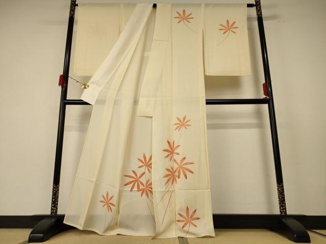 平和屋着物＊夏物 訪問着 絽 草葉文 正絹 逸品 AABE7465jd