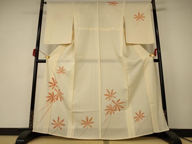 平和屋着物＊夏物 訪問着 絽 草葉文 正絹 逸品 AABE7465jd