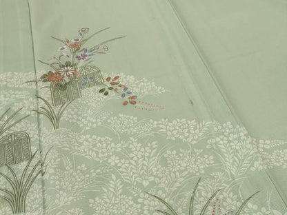 平和屋着物＊夏物　訪問着　絽　草花文　洗える着物　AABE7469jd