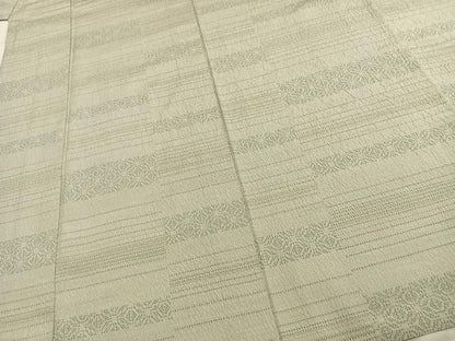 平和屋着物▽上質な紬 単衣 横段文 正絹 逸品 AABE5690fy