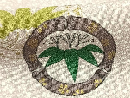 平和屋着物▽小紋 単衣 笹の葉文 金彩 洗える着物 AABE5695fy