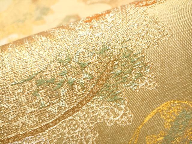 平和屋着物●西陣　紫幸織　六通柄　本袋帯　ブルボン遺影　金糸　正絹　逸品　CABB9252hy 平和屋着物○西陣 紫幸織 六通柄 本袋帯 ブルボン遺影 金糸 正絹 逸品