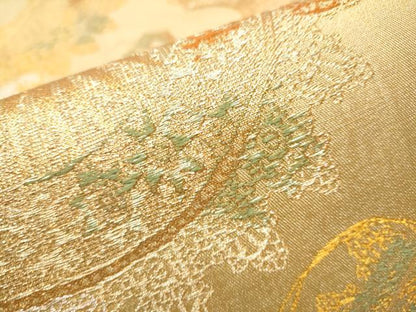 平和屋着物●西陣　紫幸織　六通柄　本袋帯　ブルボン遺影　金糸　正絹　逸品　CABB9252hy
