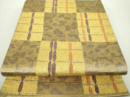 平和屋着物●六通柄袋帯　作家物　翠波　金糸　正絹　逸品　DABA1635ps