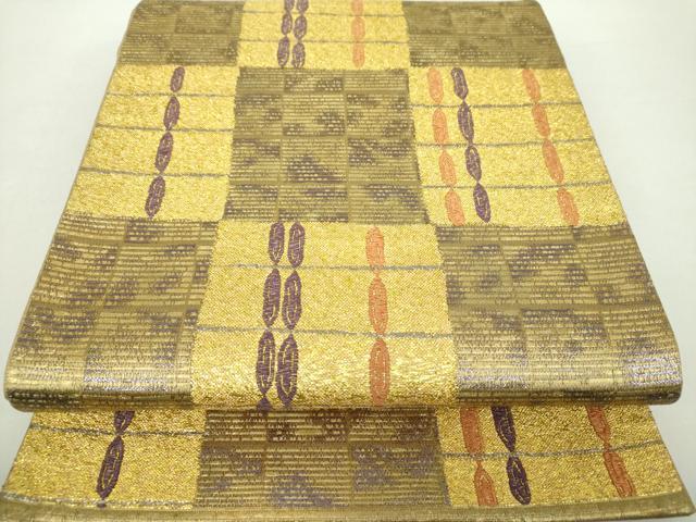 平和屋着物●六通柄袋帯　作家物　翠波　金糸　正絹　逸品　DABA1635ps