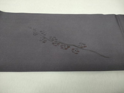 平和屋着物●塩瀬　九寸名古屋帯　手描き　おじそうさん　濃紫地　正絹　逸品　DABA1828ps
