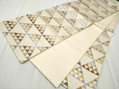 平和屋着物●六通柄袋帯 唐織 鱗文様 金糸 正絹 逸品 CABB9335hy