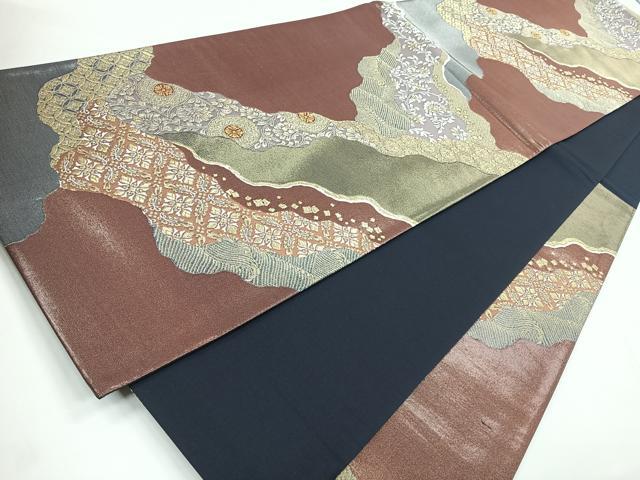 平和屋着物◎六通柄袋帯　道長更紗文　金糸　正絹　逸品　CABB1067nb