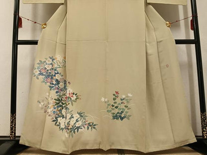 平和屋着物●本加賀友禅作家　金丸充夫　訪問着　枝花文　正絹　逸品　AABF0003ph