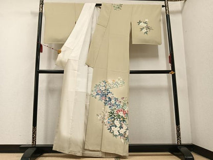 平和屋着物●本加賀友禅作家　金丸充夫　訪問着　枝花文　正絹　逸品　AABF0003ph