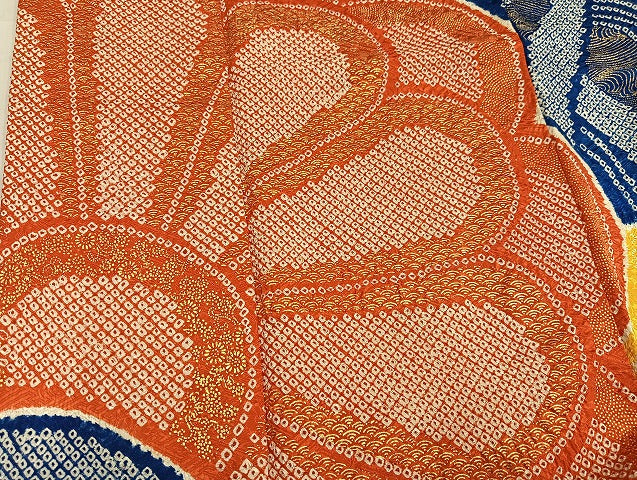 平和屋着物●豪華振袖　絞り　立波花文　金彩　ロング丈　正絹　逸品　AABF0021ph 平和屋着物○豪華振袖 絞り 立波花文 金彩 ロング丈 正絹 逸品