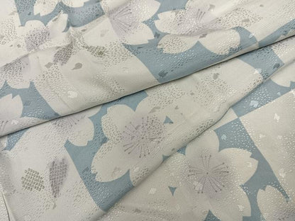 平和屋着物●長襦袢　無双仕立て　市松桜文　正絹　逸品　AABF0027ph