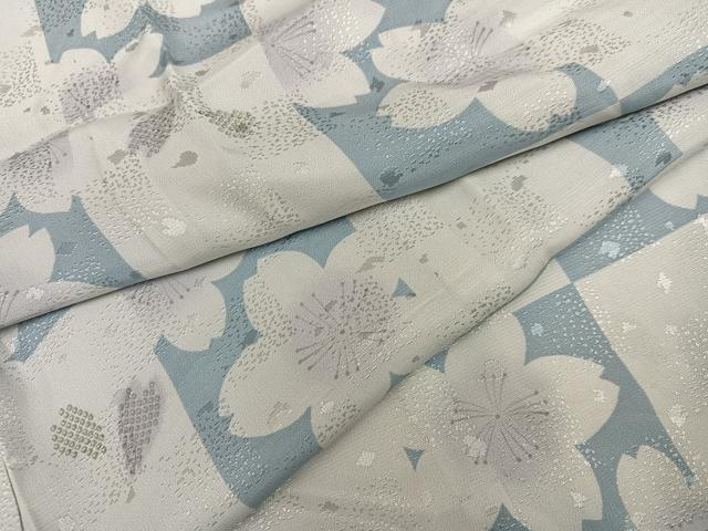平和屋着物●長襦袢　無双仕立て　市松桜文　正絹　逸品　AABF0027ph