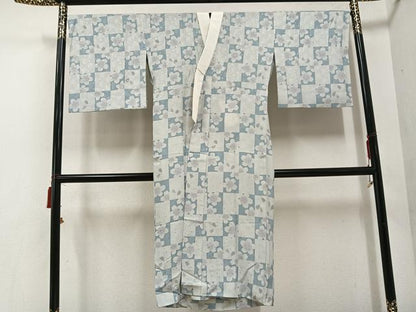 平和屋着物●長襦袢　無双仕立て　市松桜文　正絹　逸品　AABF0027ph