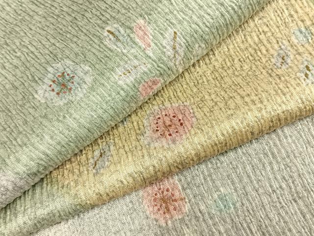 平和屋着物▽上質な小紋 単衣 道長花文 金彩 正絹 逸品 AABE5750fy