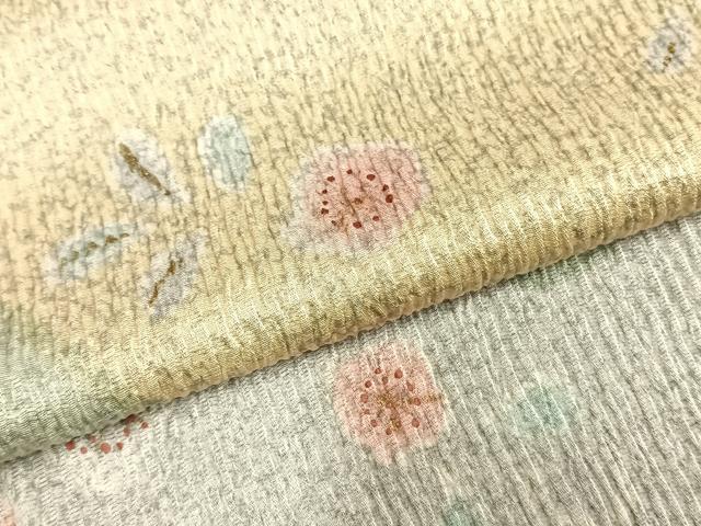 平和屋着物▽上質な小紋 単衣 道長花文 金彩 正絹 逸品 AABE5750fy