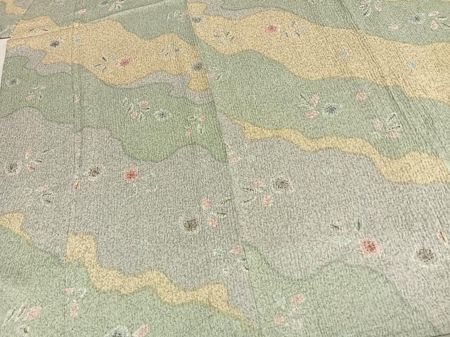 平和屋着物▽上質な小紋 単衣 道長花文 金彩 正絹 逸品 AABE5750fy