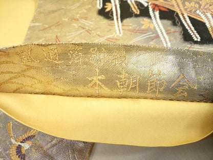 平和屋着物◎六通柄袋帯　唐織　本朝節会　風通箔別織　飛蝶枝垂れ花文　金銀糸　正絹　逸品　DABB0242ud