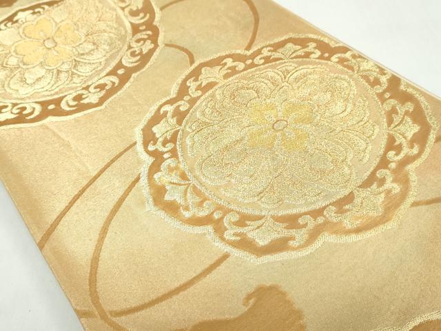 平和屋着物◎六通柄袋帯 正倉院草花文 金糸 正絹 逸品 DABB0249ud