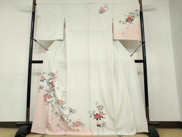 平和屋着物●訪問着 友禅 枝花文 暈し染め 正絹 逸品 DABB0315ud