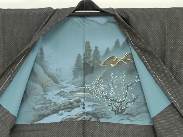 平和屋着物●男性 紬 アンサンブル 抽象文様 正絹 逸品 未使用 DABB0307ud