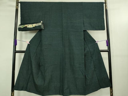 平和屋着物●極上　男性　本場結城紬　重要無形文化財　アンサンブル　杢　長羽織　濃い百入茶色　証紙付き　逸品　未使用　DZAB4305kh6