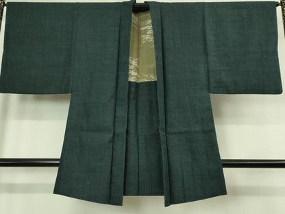 平和屋着物●極上　男性　本場結城紬　重要無形文化財　アンサンブル　杢　長羽織　濃い百入茶色　証紙付き　逸品　未使用　DZAB4305kh6