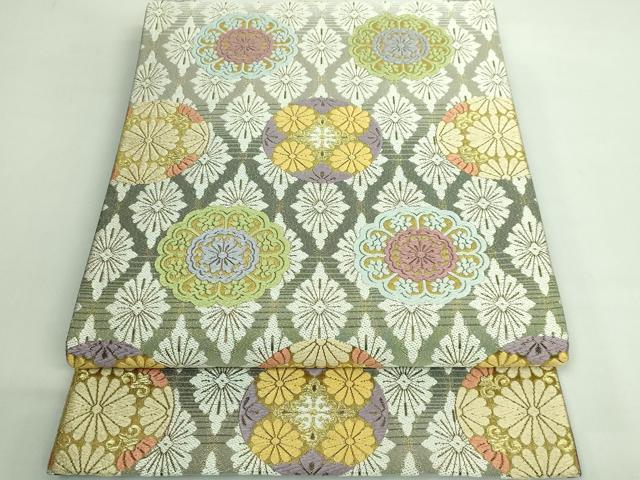 平和屋着物●極上　六通柄袋帯　唐織　花丸文　金糸　逸品　DZAB3674kh6
