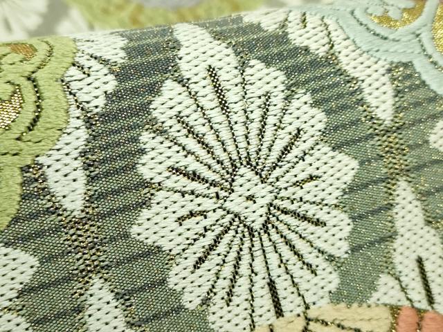 平和屋着物●極上　六通柄袋帯　唐織　花丸文　金糸　逸品　DZAB3674kh6