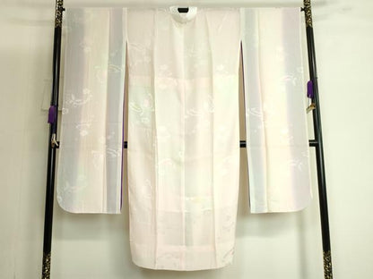 平和屋着物●振袖用長襦袢　無双仕立て　舞蝶花地紋　暈し染め　逸品　DZAB3697kh6