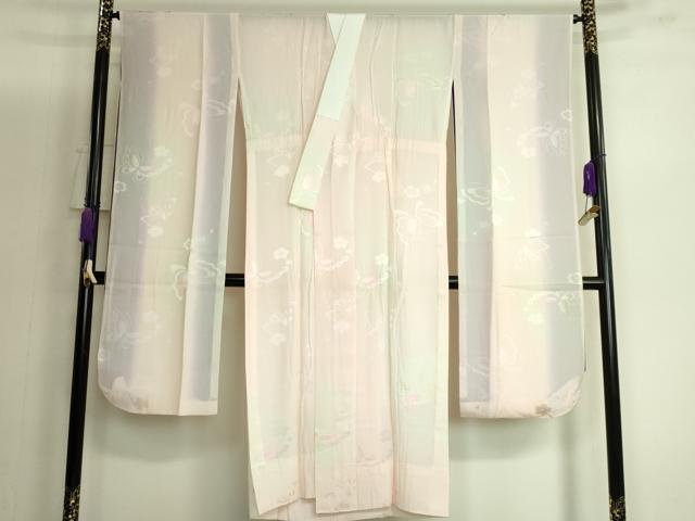 平和屋着物●振袖用長襦袢　無双仕立て　舞蝶花地紋　暈し染め　逸品　DZAB3697kh6