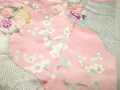 平和屋着物●豪華振袖 駒刺繍 花丸文 金彩 正絹 逸品 CABB0049gh