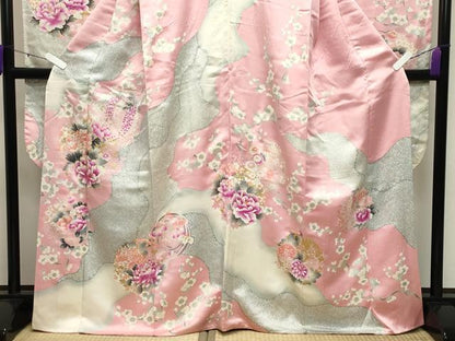 平和屋着物●豪華振袖 駒刺繍 花丸文 金彩 正絹 逸品 CABB0049gh