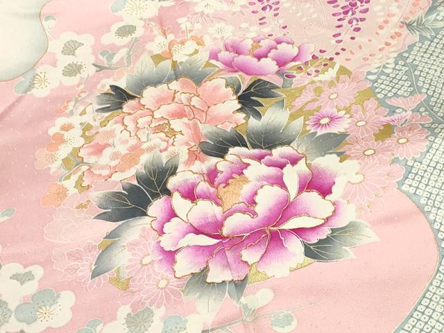 平和屋着物●豪華振袖 駒刺繍 花丸文 金彩 正絹 逸品 CABB0049gh