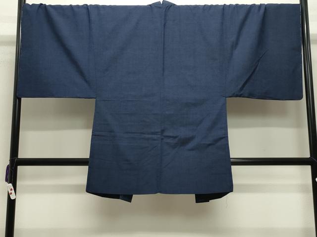 平和屋着物●男性 紬 アンサンブル 霞文 鉄紺色 正絹 逸品 CABB0048gh