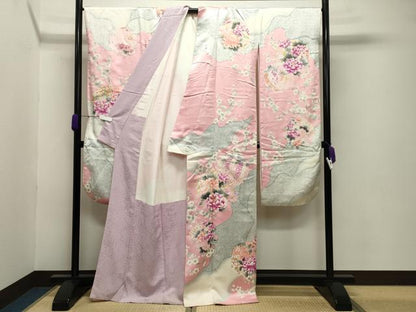 平和屋着物●豪華振袖 駒刺繍 花丸文 金彩 正絹 逸品 CABB0049gh