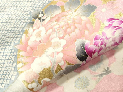 平和屋着物●豪華振袖 駒刺繍 花丸文 金彩 正絹 逸品 CABB0049gh