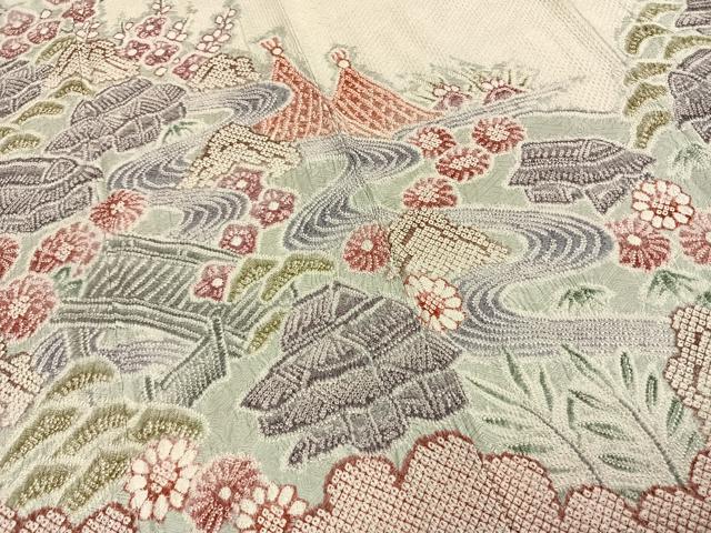 平和屋着物●訪問着 総絞り 風景文 正絹 逸品 AABE5802fy