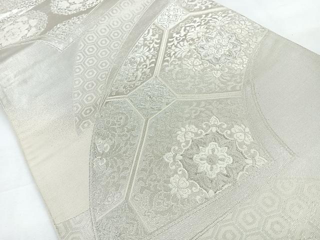 平和屋着物◎六通柄袋帯　唐織　蜀江花文　銀糸　正絹　逸品　CABC1634nb